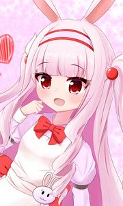 Preview wallpaper girl, ears, rabbit, anime, art, pink