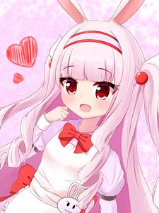 Preview wallpaper girl, ears, rabbit, anime, art, pink