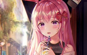 Preview wallpaper girl, ears, rabbit, anime, cute