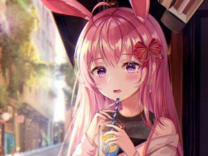 Preview wallpaper girl, ears, rabbit, anime, cute