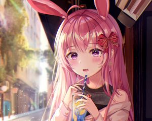 Preview wallpaper girl, ears, rabbit, anime, cute