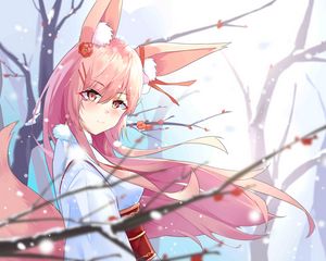 Preview wallpaper girl, ears, sakura, anime, art, cartoon