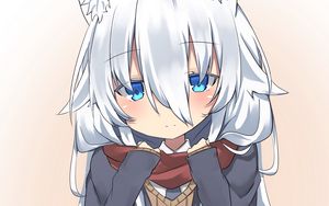 Preview wallpaper girl, ears, scarf, anime, art