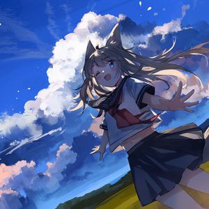 Preview wallpaper girl, ears, smile, happy, anime