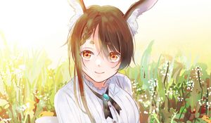 Preview wallpaper girl, ears, smile, anime, dress