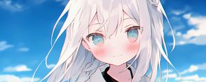 Preview wallpaper girl, ears, smile, cloak, white, anime