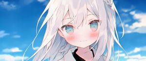 Preview wallpaper girl, ears, smile, cloak, white, anime