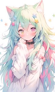 Preview wallpaper girl, ears, stars, choker, anime