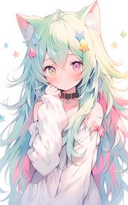 Preview wallpaper girl, ears, stars, choker, anime