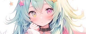 Preview wallpaper girl, ears, stars, choker, anime