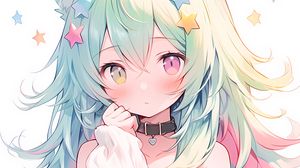 Preview wallpaper girl, ears, stars, choker, anime