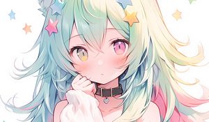 Preview wallpaper girl, ears, stars, choker, anime