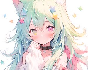 Preview wallpaper girl, ears, stars, choker, anime