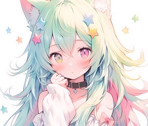 Preview wallpaper girl, ears, stars, choker, anime