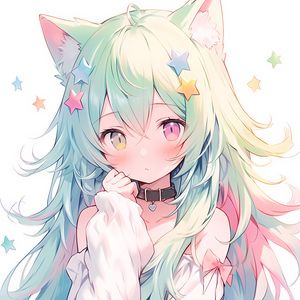 Preview wallpaper girl, ears, stars, choker, anime