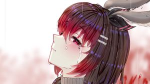 Preview wallpaper girl, ears, tears, sad, anime, art