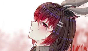 Preview wallpaper girl, ears, tears, sad, anime, art