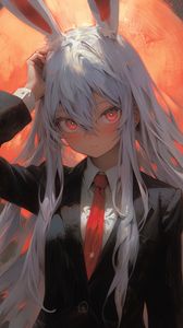 Preview wallpaper girl, ears, tie, suit, anime