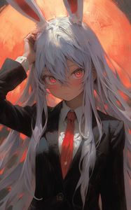Preview wallpaper girl, ears, tie, suit, anime