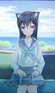 Preview wallpaper girl, ears, train, anime