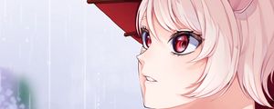 Preview wallpaper girl, ears, umbrella, rain, anime, art, cartoon