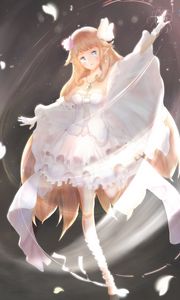 Preview wallpaper girl, elf, dress, anime, art, light
