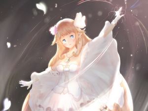 Preview wallpaper girl, elf, dress, anime, art, light