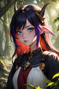 Preview wallpaper girl, elf, ears, horns, anime, art