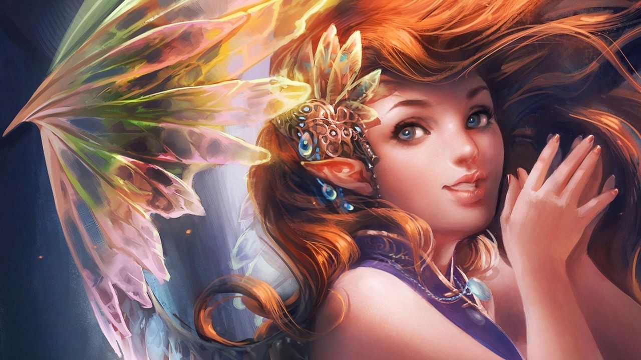 Wallpaper girl, elf, hair, wings