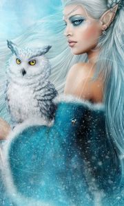 Preview wallpaper girl, elf, owl, magic