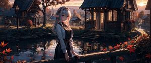 Preview wallpaper girl, elf, pond, anime, art