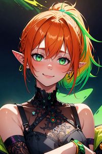Preview wallpaper girl, elf, red, anime, art
