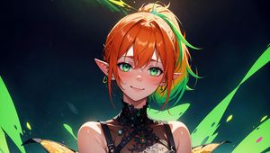 Preview wallpaper girl, elf, red, anime, art