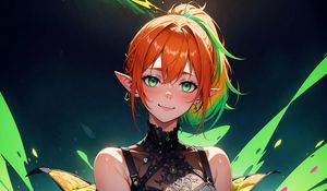 Preview wallpaper girl, elf, red, anime, art