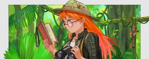 Preview wallpaper girl, elf, traveler, jungle, anime, art, cartoon