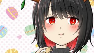 Preview wallpaper girl, embarrassment, cookies, anime, art, cartoon