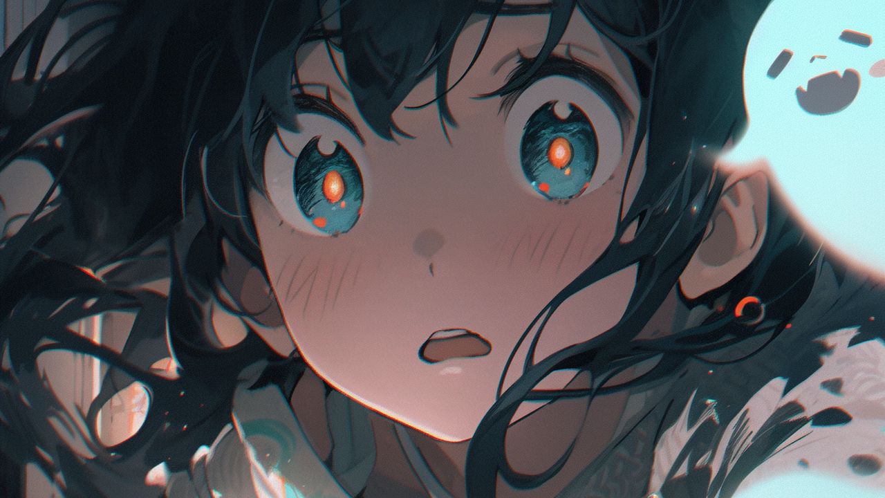 Wallpaper girl, emotion, eyes, anime, art