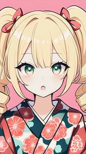 Preview wallpaper girl, emotion, eyes, kimono, anime