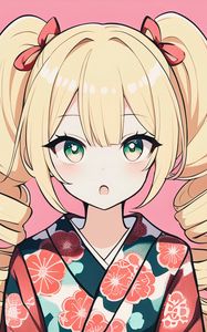 Preview wallpaper girl, emotion, eyes, kimono, anime