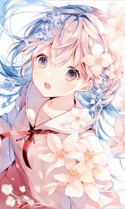 Preview wallpaper girl, emotion, flowers, anime