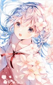 Preview wallpaper girl, emotion, flowers, anime