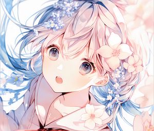 Preview wallpaper girl, emotion, flowers, anime