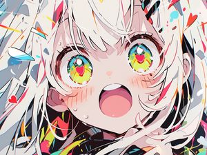 Preview wallpaper girl, emotion, hearts, art, anime