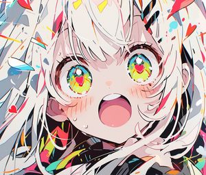 Preview wallpaper girl, emotion, hearts, art, anime