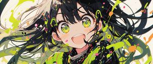 Preview wallpaper girl, emotion, paint, spots, anime, art