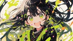 Preview wallpaper girl, emotion, paint, spots, anime, art