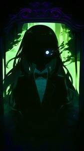 Preview wallpaper girl, eye, dark, glow, art, anime