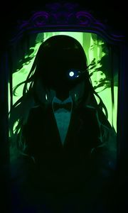 Preview wallpaper girl, eye, dark, glow, art, anime