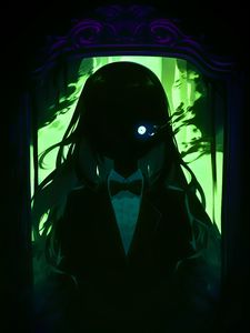 Preview wallpaper girl, eye, dark, glow, art, anime