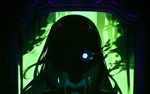 Preview wallpaper girl, eye, dark, glow, art, anime